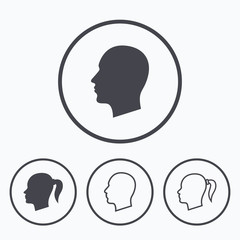 Head icons. Male and female human symbols.