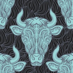 Bull decorative pattern ellement.