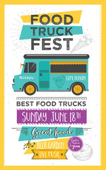 Food truck party invitation. Food menu template design. Food fly - 110446803