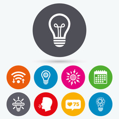 Light lamp icons. Energy saving symbols.