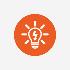 Light lamp sign icon. Bulb with lightning symbol