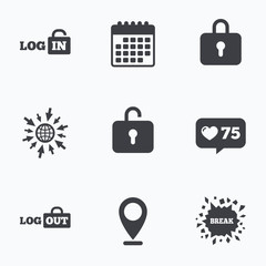 Login and Logout icons. Sign in icon. Locker.