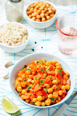 chickpeas carrots pepper coconut milk curry with brown rice