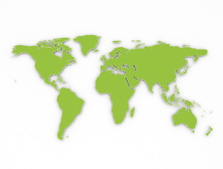Green world map 3d with shadow