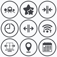 Train railway icon. Automatic door symbol.