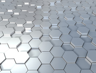 3d background with metallic hexagon pattern