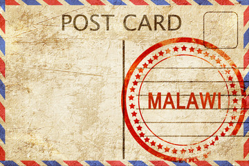 Malawi, vintage postcard with a rough rubber stamp