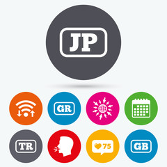 Fototapeta premium Language icons. JP, TR, GR and GB translation.