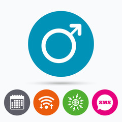 Male sign icon. Male sex button.