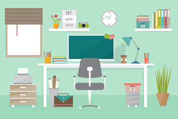 workplace concept, modern home office interior, freelance office