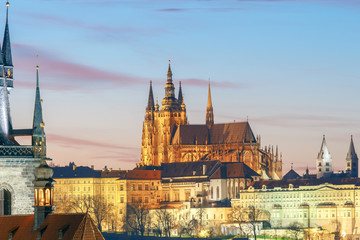 Prague. View of the city at sunset.