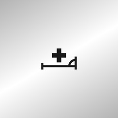 Obraz premium vector icon with bed and cross. hospital sign