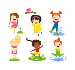 Summer kids vector illustration.