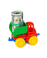 Toy truck with money