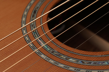 Obraz premium Detail of acoustic Classic Wood Guitar