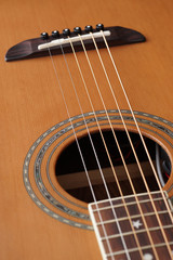 Obraz premium Detail of acoustic Classic Wood Guitar