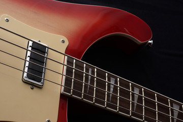 Obraz na płótnie Canvas Closeup of electric guitar. Detail, selective focus.