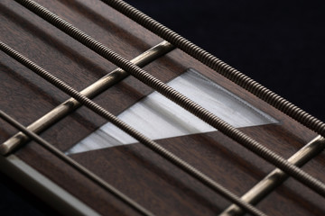 Guitar fingerboard close up