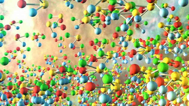 Mol&eacute;cules atomes mati&egrave;re particules quantique animation