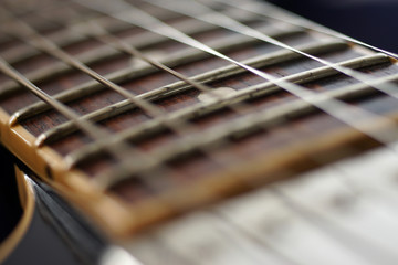 Guitar fingerboard close up