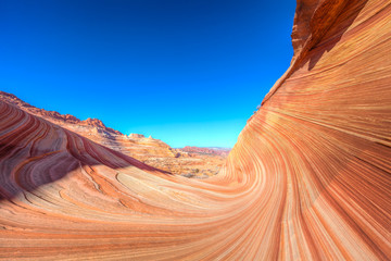 Arizona-Vermillion Cliffs Wilderness-North Coyote Buttes-The Wave. Spectacular undulating rock formations perfectly describe this area.