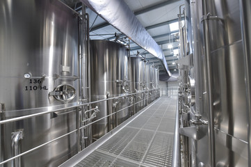 Stainless steel tank at the winery for wine