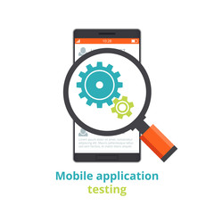 Testing of mobile applications. flat illustration isolated on white background.