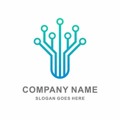 Grow Data Technology Vector Logo Template