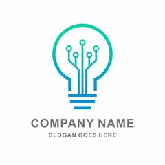 Grow Idea Bulb Technology Vector Logo Template