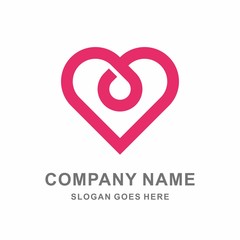 Simple Heart Love Line Fashion Vector Logo Template