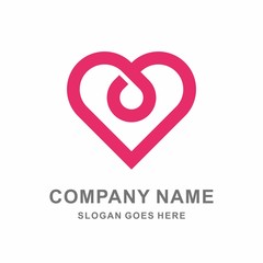 Simple Heart Love Line Fashion Vector Logo Template