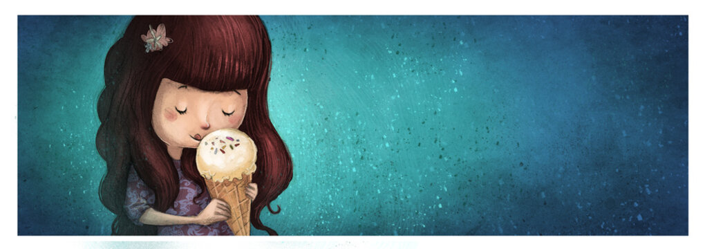 ni&ntilde;a comiendo helado