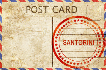 Santorini, vintage postcard with a rough rubber stamp