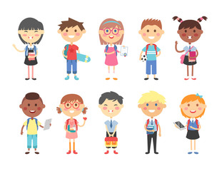 School kids vector illustration.