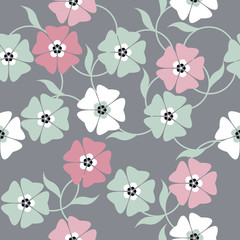 Spring seamless pattern with colorful flowers