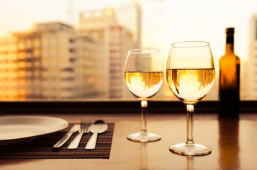 Wine in a fine dinning restaurant. 