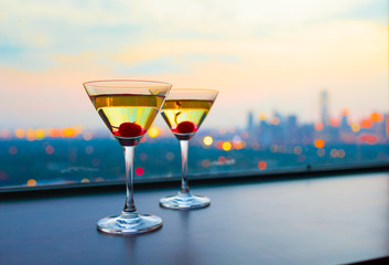 Pair of martini cocktail glasses.