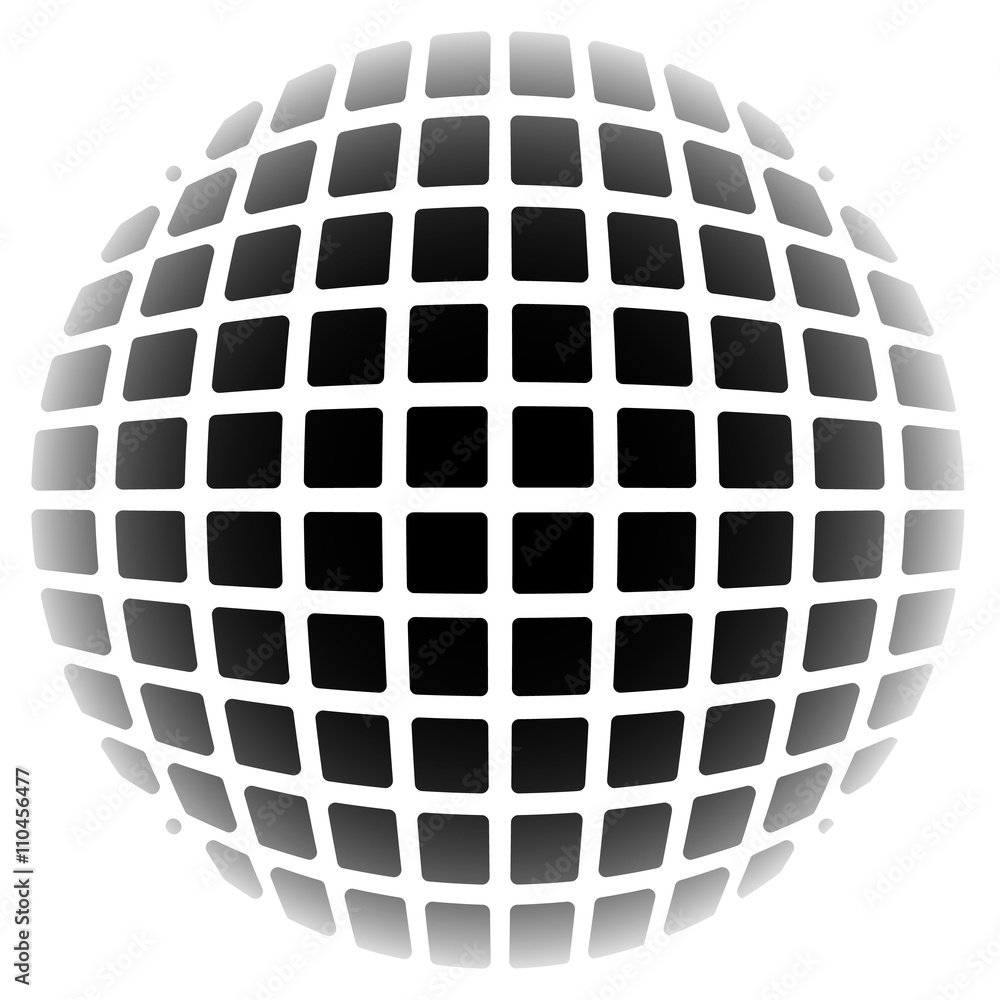 Poster mosaic, mesh of squares with salient, protuberant 3d distortion