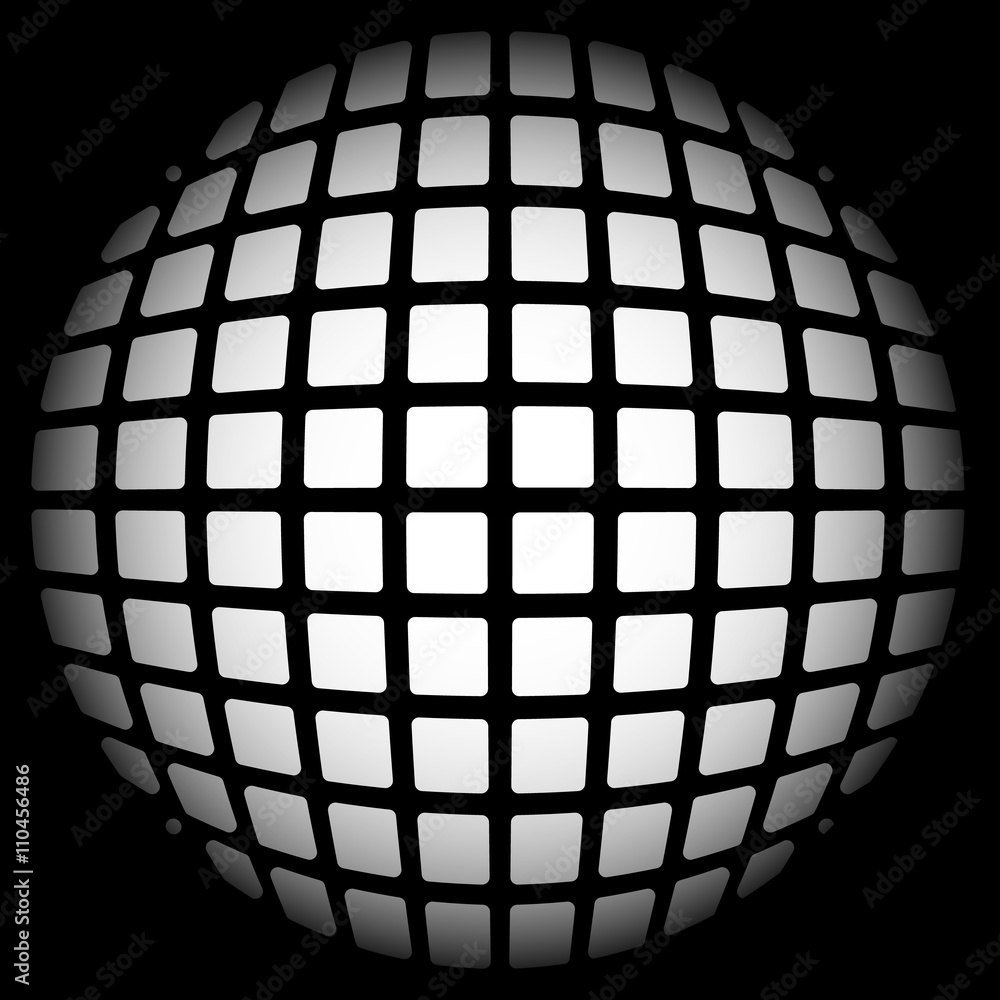 Poster mosaic, mesh of squares with salient, protuberant 3d distortion