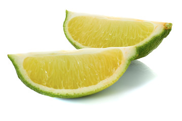 Lime slices isolated on white