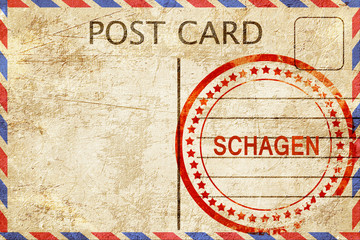 Schagen, vintage postcard with a rough rubber stamp