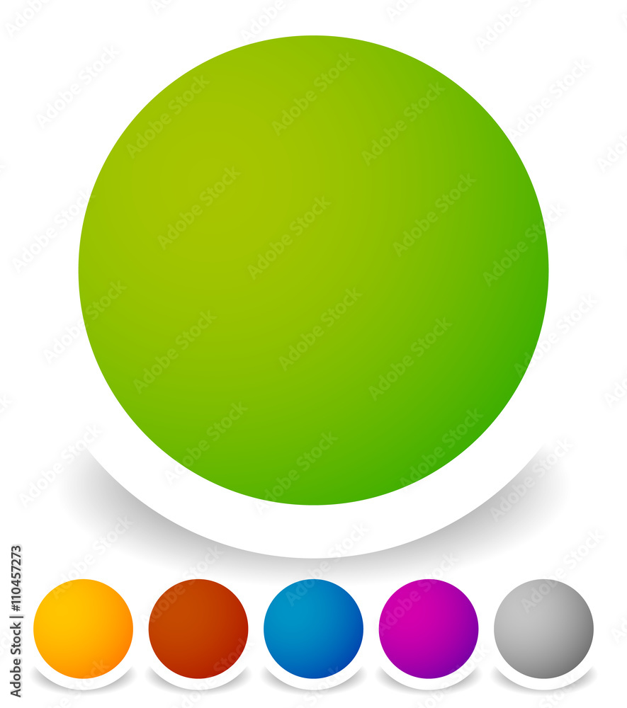 Poster bright colorful circle design elements, empty blank button backg