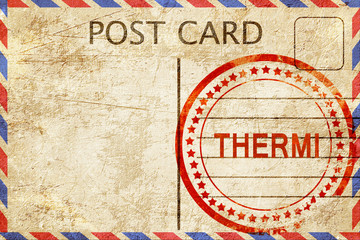 Thermi, vintage postcard with a rough rubber stamp