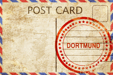 Dortmund, vintage postcard with a rough rubber stamp