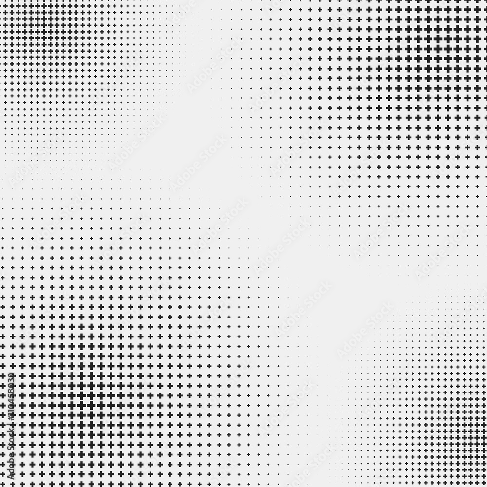 Poster Halftone like element of crosses. Monochromatic abstract image.