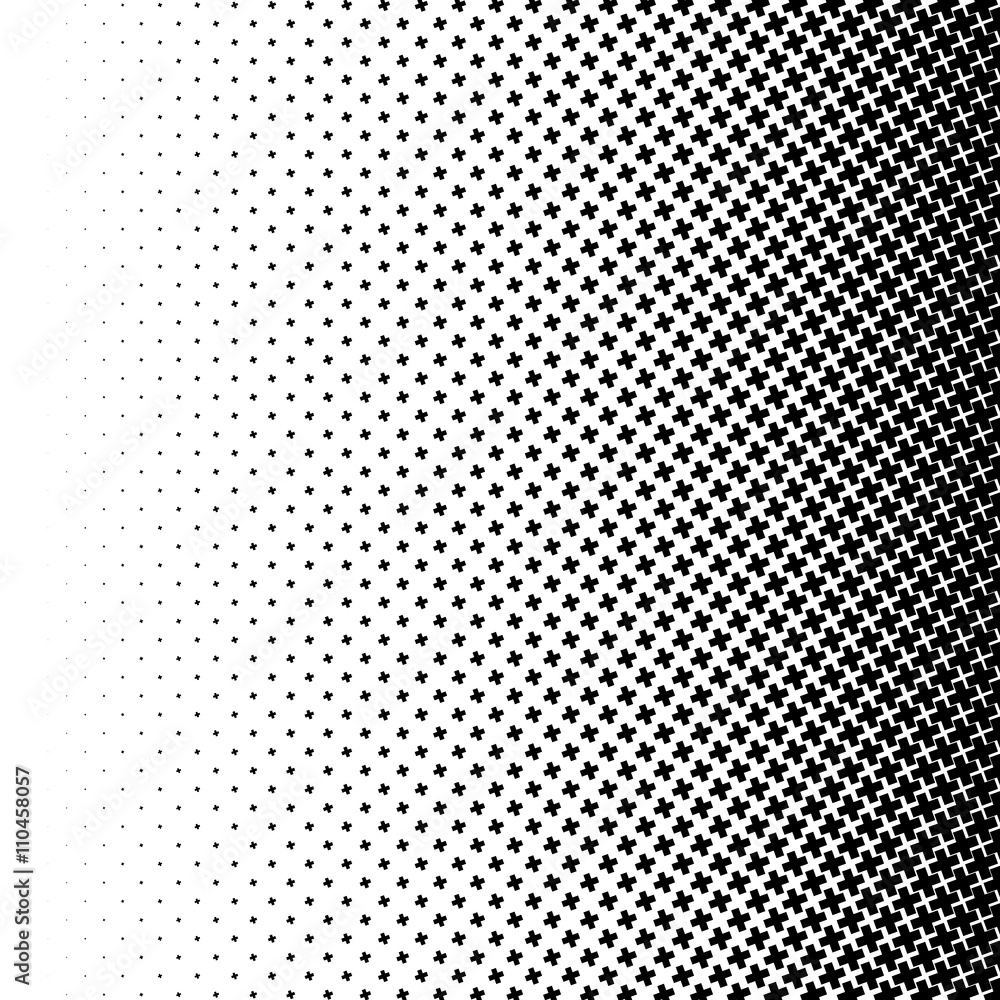 Poster Halftone like element of crosses. Monochromatic abstract image.