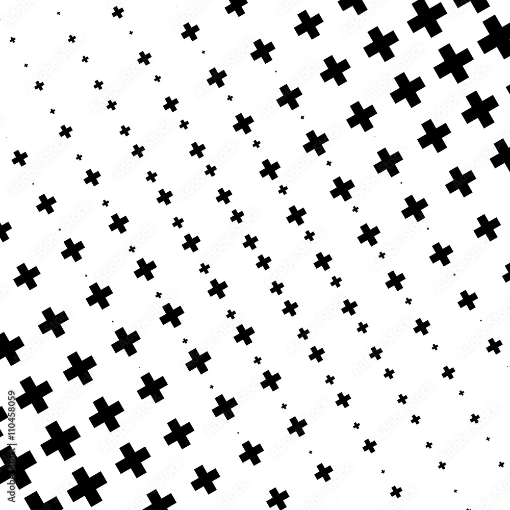 Poster Halftone like element of crosses. Monochromatic abstract image.