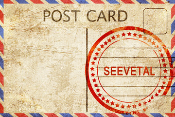 Seevetal, vintage postcard with a rough rubber stamp