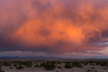 low altitude clouds along arizona route 66 at sunset