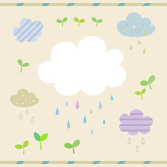 Set of cute clouds and rain drops